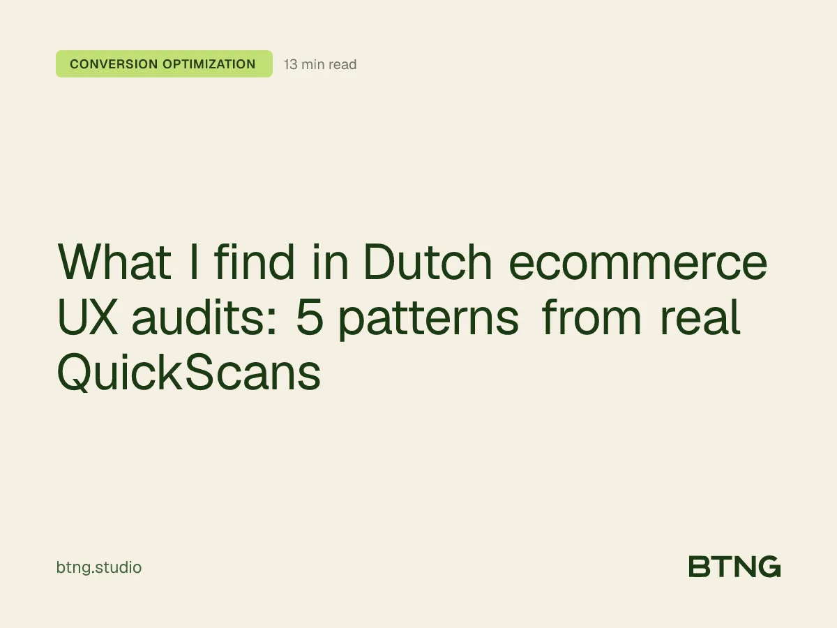 What I find in Dutch ecommerce UX audits: 5 patterns from real QuickScans