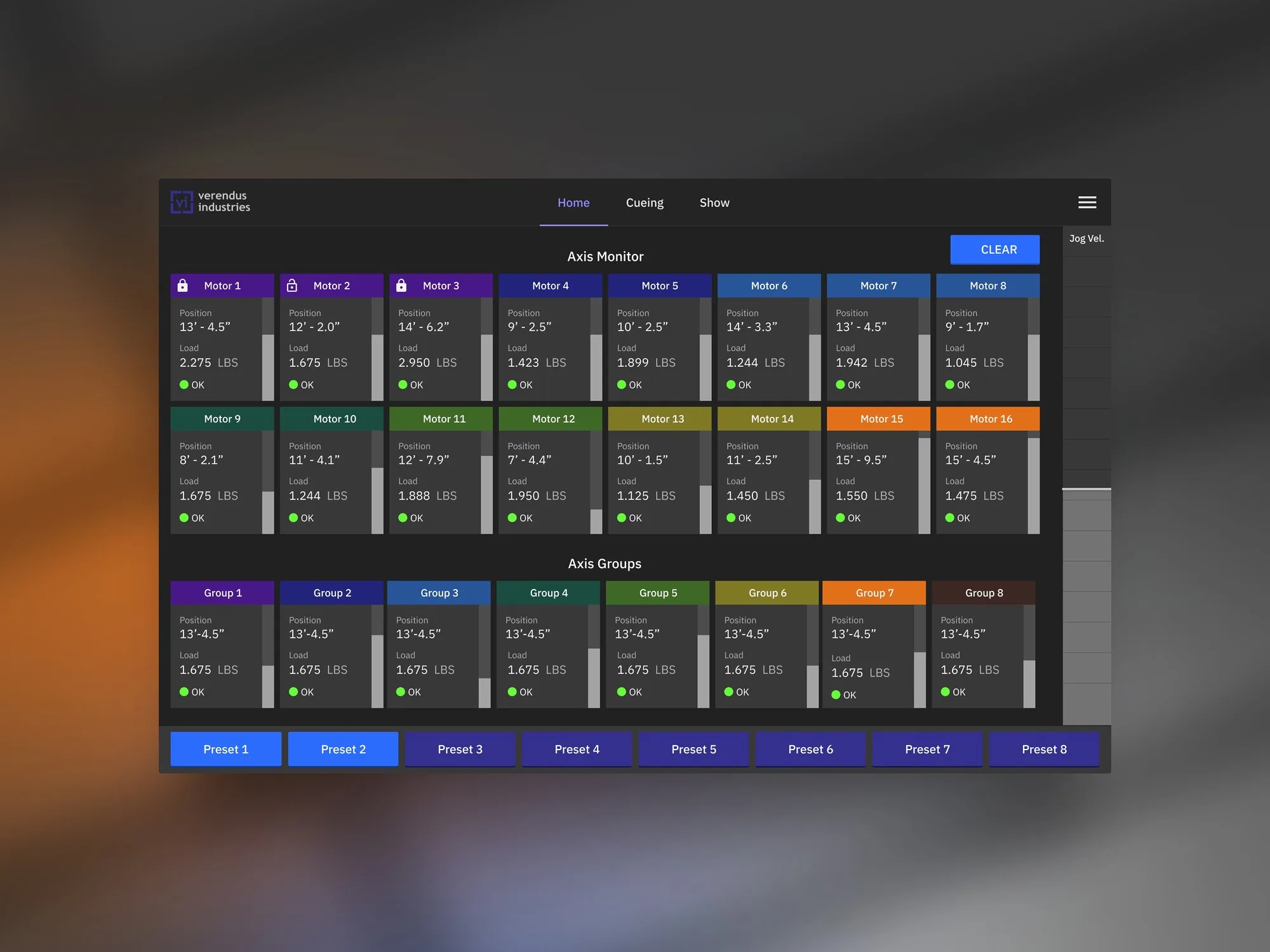Stage Automation App: Dark Mode Material Design